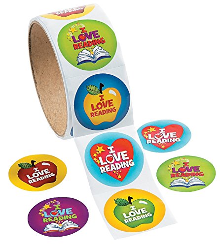 1 roll, i love reading stickers, 100 round paper sticke…