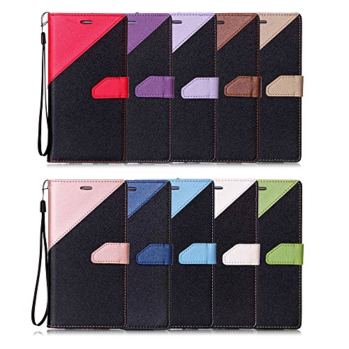 Scheam iPhone 7 Plus iPhone 8 Plus Wallet Multi Card Holder Anti-Scratch Backcover Folio PU Leather Cover with Backcover Case Compatible with iPhone 7 Plus iPhone 8 Plus - Golden + Black - Thumbnail 7