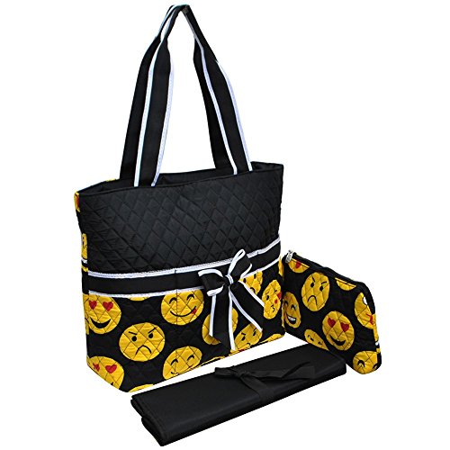 Emoji Faces Print NGIL Quilted 3pc Diaper Bag