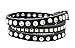 Stackable Rhinestone and Stainless Steel Studs Black Leather Wrap Bracelet