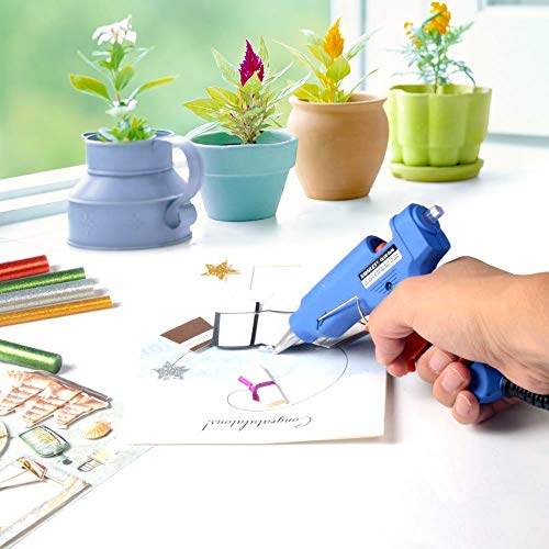 Karveden Professional Mini Hot Melt Glue Gun with 50pcs Glitter Adhesive Glue Sticks Ideal for Homes,Offices,School,Party Designers,DIY Air Craft Projects & Sealing and Quick Repairs(20-watt, Blue)