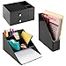 iDesign Office Supplies Desk Organizer, for Staplers, Scissors, Pens, Markers, Highlighters, Notepads - 2 Drawers, Black