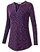 Flower Yarn, Messic Women's Long Sleeve V-Neck Shirt Collar Casual Novel Design Blouse Tops Dark Blue,Medium