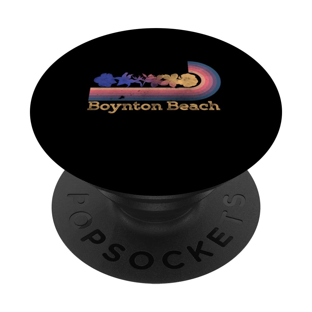Retro Boynton Beach Tropical Flowers 80's Style Surfing PopSockets Swappable PopGrip