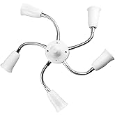 6 in 1 E26 E27 Light Socket Splitter Adapter Bulb Lamp Holder Extension Hose 360 Degree Adjustable Rotatable Base Converter f