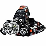KAZOKU Bright Headlight Headlamp Flashlight Torch 3 CREE XM-L2 T6 LED with 4 PCS Rechargeable Batteries and Wall Charger …