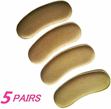 Stevenynn Heel Shoe Insert Pad,Brown Soft Sponge Cloth Material Heel Protection Pads(5 Pairs)
