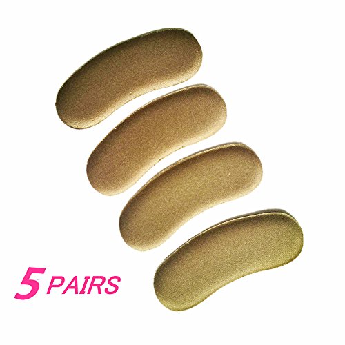 Stevenynn Heel Shoe Insert Pad,Brown Soft Sponge Cloth Material Heel Protection Pads(5 Pairs)