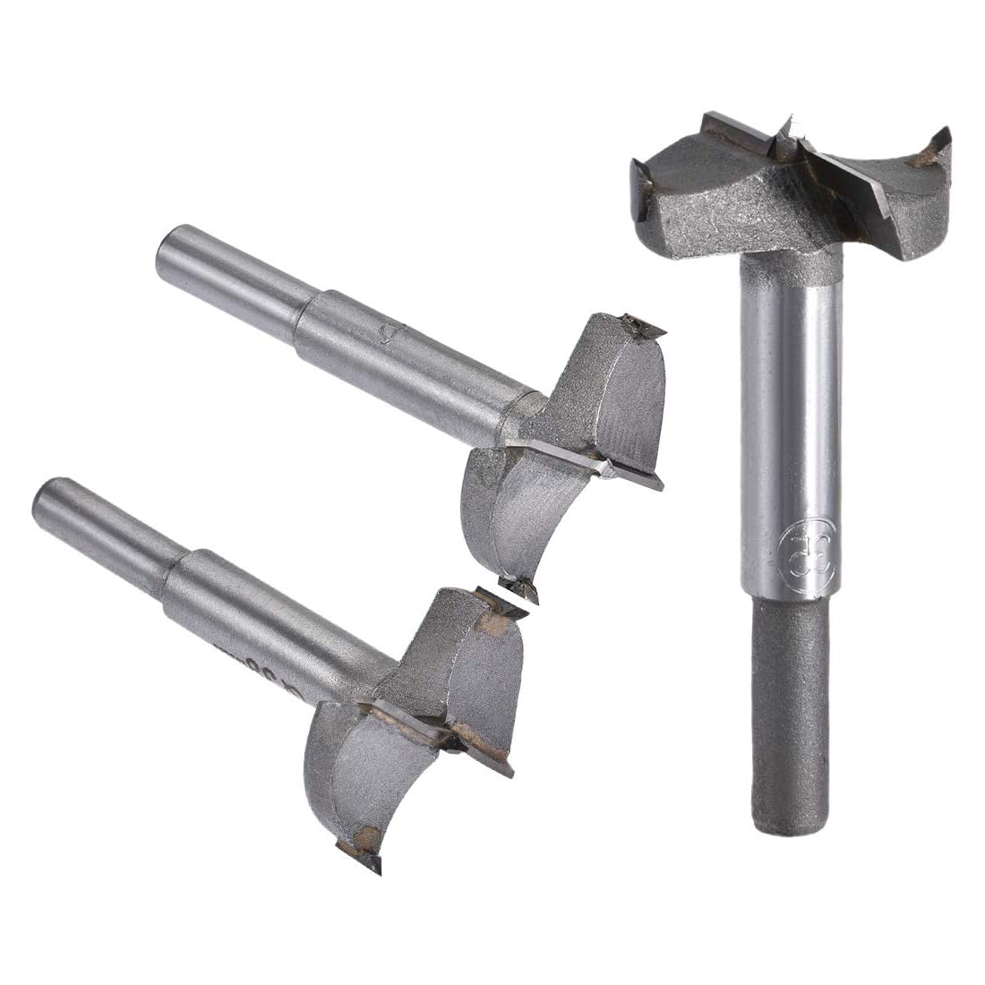 MACHSWON 3 PCS Forstner Drill Bits Tungsten Carbide Wood Hole Saw Opener Drill Bit 35mm+38mm+40mm Woodworking Drilling Boring Bit Cutter