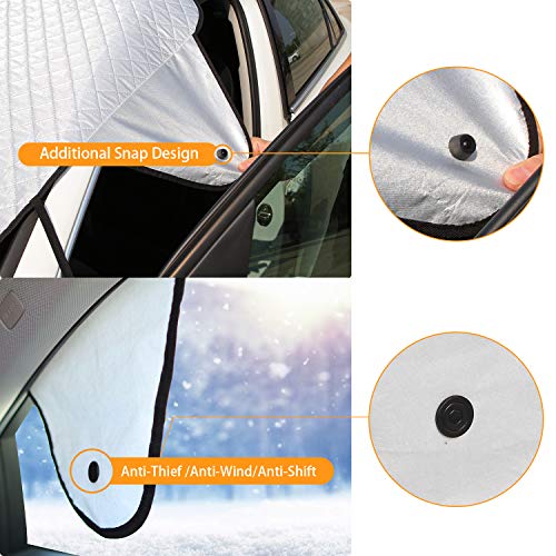 GLANDU Windshield Snow Cover for Ice and Snow for Car with 4 Layer Protection and 4 Magnets Inside Waterproof,Snow,Ice,Frost Defense,Windproof Windshield Sun Shade, Extra Large Fits Most Car SUV