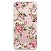 CasesByLorraine Compatible with iPhone SE 2020 / iPhone 8 / iPhone 7 Case, Red Rose Floral Flower Clear Transparent Slim Hard Plastic Cover for iPhone SE 4.7