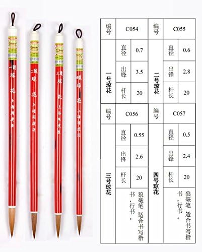 4pcs Qionghua Wolf Hair Zhouhuchen Tiger Chinese Calligraphy and Painting Brush