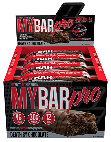 Pro Supps MyBar PRO Protein Bar, Delicious Triple Layered, Soft Oven-Baked, 30g Protein, 4g Sugar, 12 Count (Death by Chocolate Flavor)