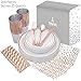 25 Guest Plastic Silverware Rose Gold Plates, Rose Gold Napkins, Rose Gold Plastic Cups, Rose Gold Plastic Plates for Parties, Rose Gold Silverware Plates Disposable Rose Gold Party Supplies Dessert