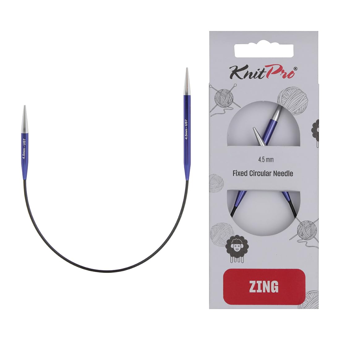 KnitPro Zing Fixed Circular Needles Asymmetrical 10" (25cm) | Size 4.50mm