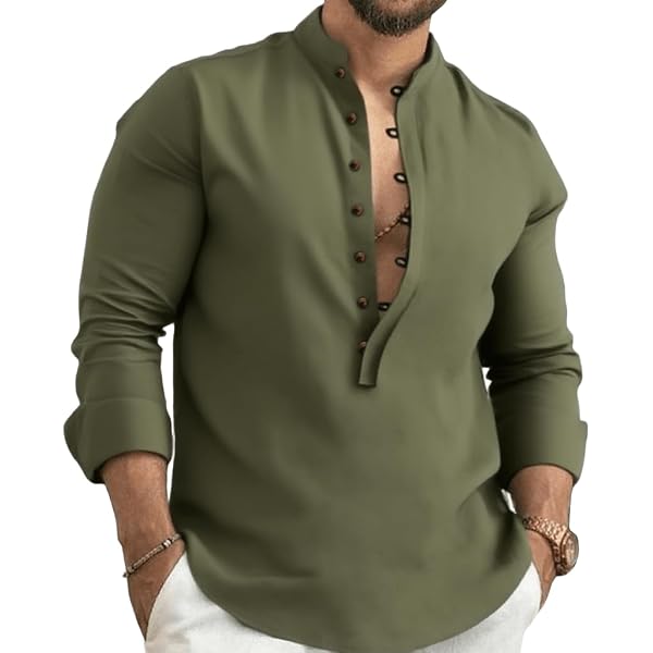 Amazon.com: Mens Stand Collar Shirt Artistic Black White Leaf