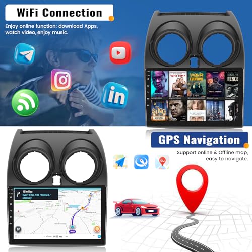 SIXWIN 2GB+64GB Android 13 Car Radio for Nissan Qashqai J10 2006-2016 with CarPlay/Android Car, HD 9 Inch Touchscreen Screen Navigator with WiFi RDS FM USB Bluetooth Mirror Link Steering Wheel Controls