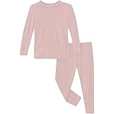 KicKee Solid Color Pajama Set with Long Sleeve Tee, Baby to Kid Super Soft Fitted Pajamas