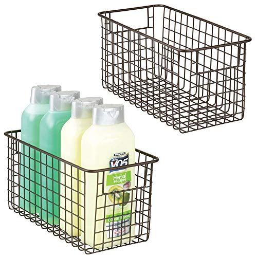 mDesign Bathroom Metal Wire Storage Organizer Bin Basket Holder with