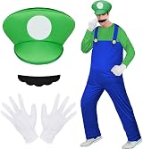 Aomig Super Plumber Costumes 4 Pack Brothers Workman Cosplay Kit Green