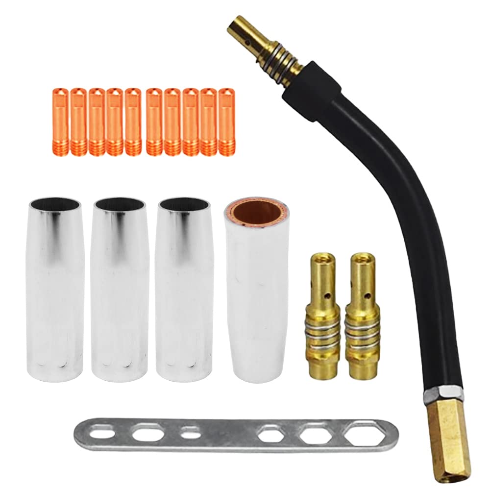 Tiardey 18PCS MB15 15AK Contact Tip M6 Tips Holder Difuser Shield Cup Torch Neck for MB15 15AK MIG Welding Torch - Contact Tip 0.9mm