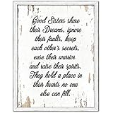 Good Sisters Share Their Dreams Ignore Saying Country White Wash Wood Frame Cottage Shabby Chic Gifts Home Decor Wall Art Canvas Print, 7" x 9"