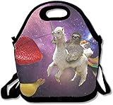 Funny Sloth Riding Llama Cut Fruit Lunch Bags Insulated Travel Picnic Lunchbox Tote Handbag With Shoulder Strap For Women Teens Girls Adults