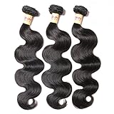 Connie Hair Brazilian Virgin Hair Body Wave 3 Bundles Grade 5A Unprocessed Human Weave Weft Mixed Length(14 16 18)Natural Black Total 300g