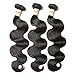 Connie Hair Brazilian Virgin Hair Body Wave 3 Bundles Grade 5A Unprocessed Human Weave Weft Mixed Length(14 16 18)Natural Black Total 300g