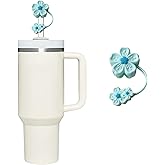 Green Silicone Straw Topper for Stanley 30&40 Oz,Cherry Blossoms Straw Cover Cap,Splash Proof Straw Topper,Reusable Straw Cap Cover,10mm Drinking Straw Tip Covers for Stanley