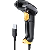 TEEMI T22N-AU 2D USB Barcode Scanner, No Stand, Plug and Play | Handheld QR Data Matrix Reader, PDF417 Maxi IMB OCR Scan, Global Shutter, Virtual COM, Data Formatting