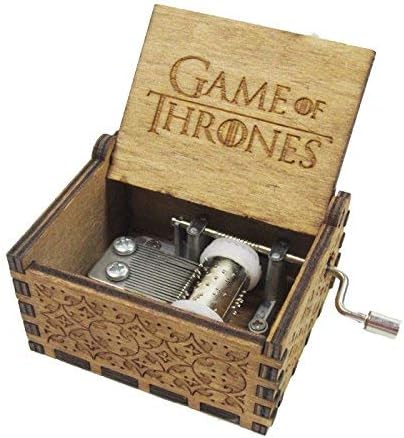 Rabi Music Box, Hand Crank Wood Music Box Game of Thrones Tune Handmade Laser Engraved Wooden Musical Box