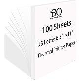 Thermal Paper 8.5 x 11 Inch for Thermal Printers, 100 Sheets, BPA-Free | Single Thermal Printer Papers for N80, PD-A4 &amp; Most Inkless Printers, Quick-Dry Thermal Papers for Home, Office &amp; Travel