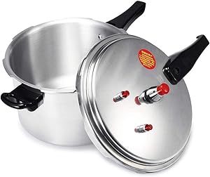 LUNM 3/4/5L Aluminium Alloy Kitchen Pressure Cooker Gas Stove Cooking Energy-Saving Safety Protection Cooker for Outdoor Camping Cookware(22cm)