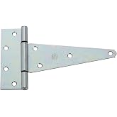National Hardware Extra Heavy Duty T-Hinge, 8", Steel, Zinc Plated | Offset Holes Keep Wood From Splitting on Gates, Barn and Shed Doors; WeatherGuard Finish Resists Rust