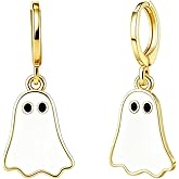 Halloween Clip Earrings for Women, Skull Gothic Skeleton Pumpkin Funny Ghost Dangle Earring Jewelry Holiday Night Costume Stud Earrings Gifts