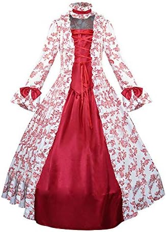 plus size red renaissance dress FAVIPT Medieval Dresses for Women Plus Size Victorian Renaissance Vintage Long Dresses Halloween Cocktaril Party Cosplay Costume Ball Gown Gotjic Dress Red,XXXL