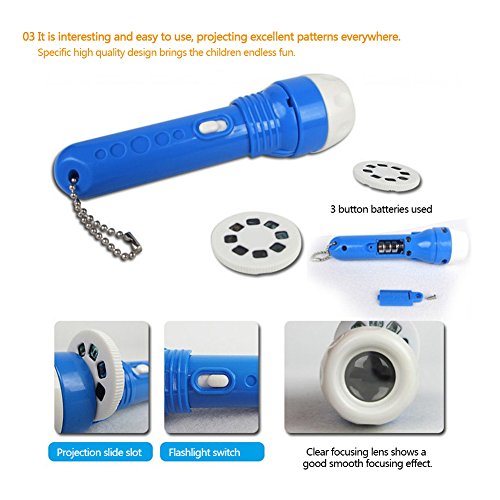 3 Pack Projector Flashlight Night Photo Picture Light Bedtime Study Learning Fun Toys for Baby Kids 3 Age