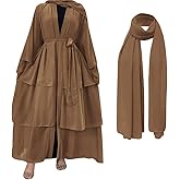 Chiffon Abaya for Women Muslim with Hijab Open Front Cardigan Dress Middle East Arab Dubai Islamic Robe Prayer Dress