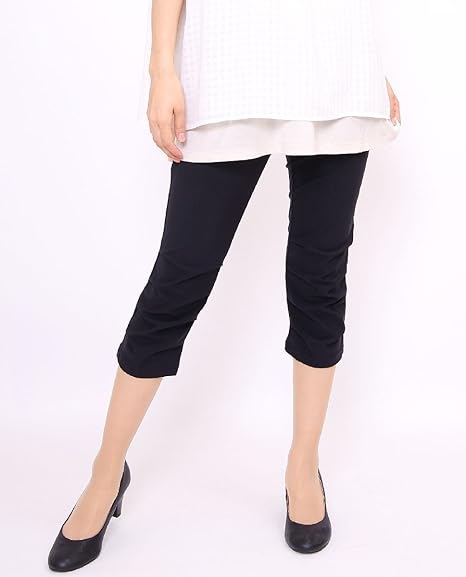 Amazon 涼しいパンツ 接触冷感 レディース 接触冷感パンツ クロップド パンツ ストレッチ ブラック Llサイズ カプリ クロップトパンツ 通販