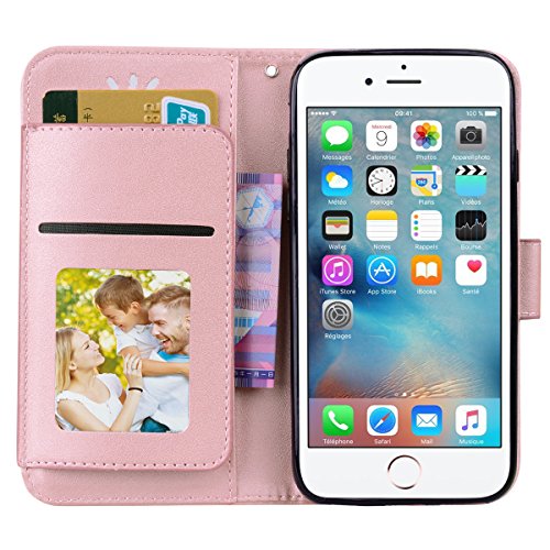 Scheam iPhone SE 5SE 5 5S Wallet Multi Card Holder Shell Backcase Folio PU Leather Cover Backcase Case iPhone SE 5SE 5 5S - Pink