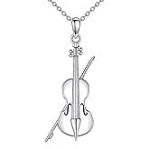 YAFEINI 925 Sterling Silver Cello Violin Drums Flute Pendant Necklace Music Jewelry Gifts for Women Men Musician