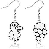OKEYCH Millennial 90s Inspired Gift Funny Duck Earrings Nostalgia Jewelry Cosplay Merch