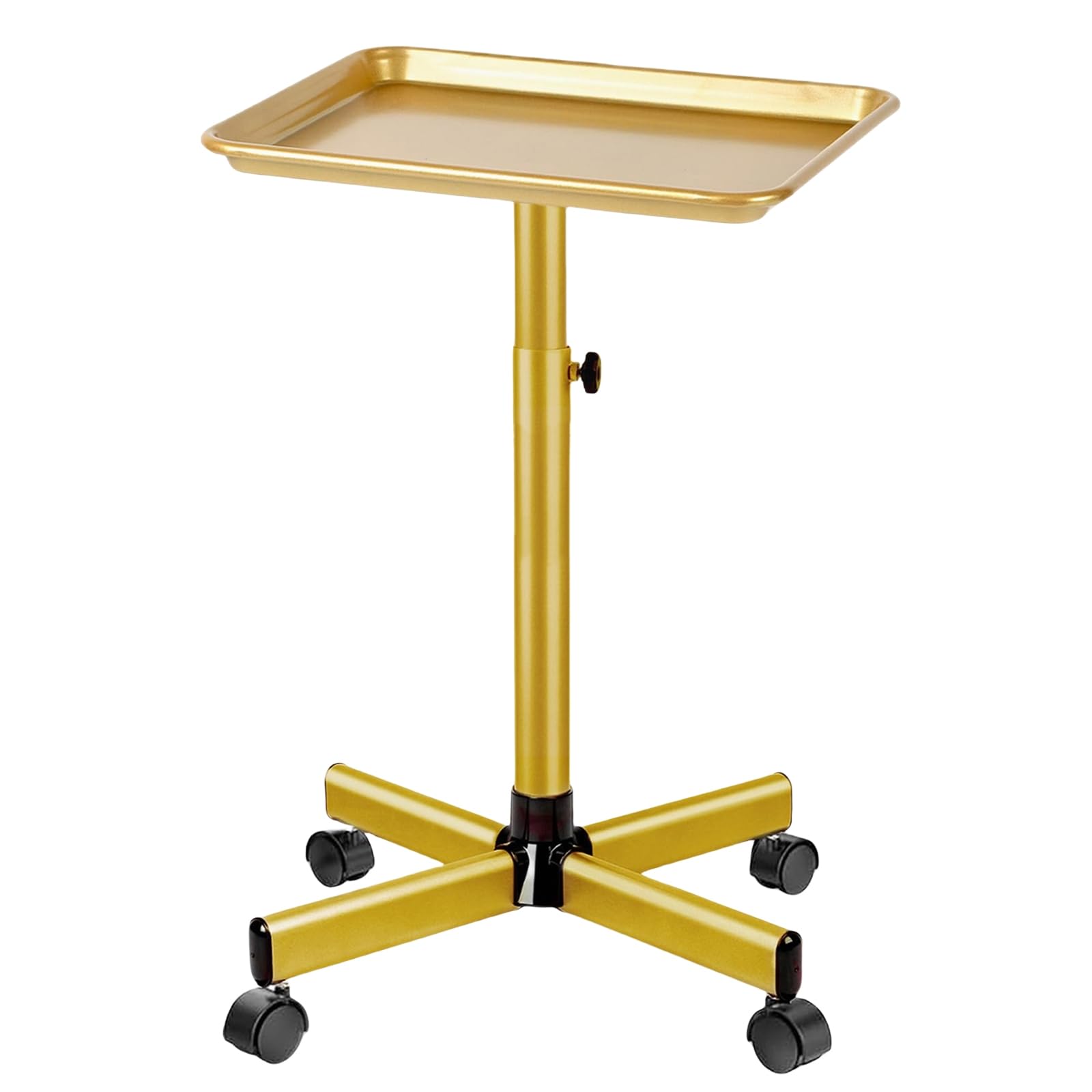 Photo 1 of Salon Tray on Wheels, Gold Salon Tray Cart with Adjustable Height, Metal Service Instrument Storage Tray for Salon&Home Use