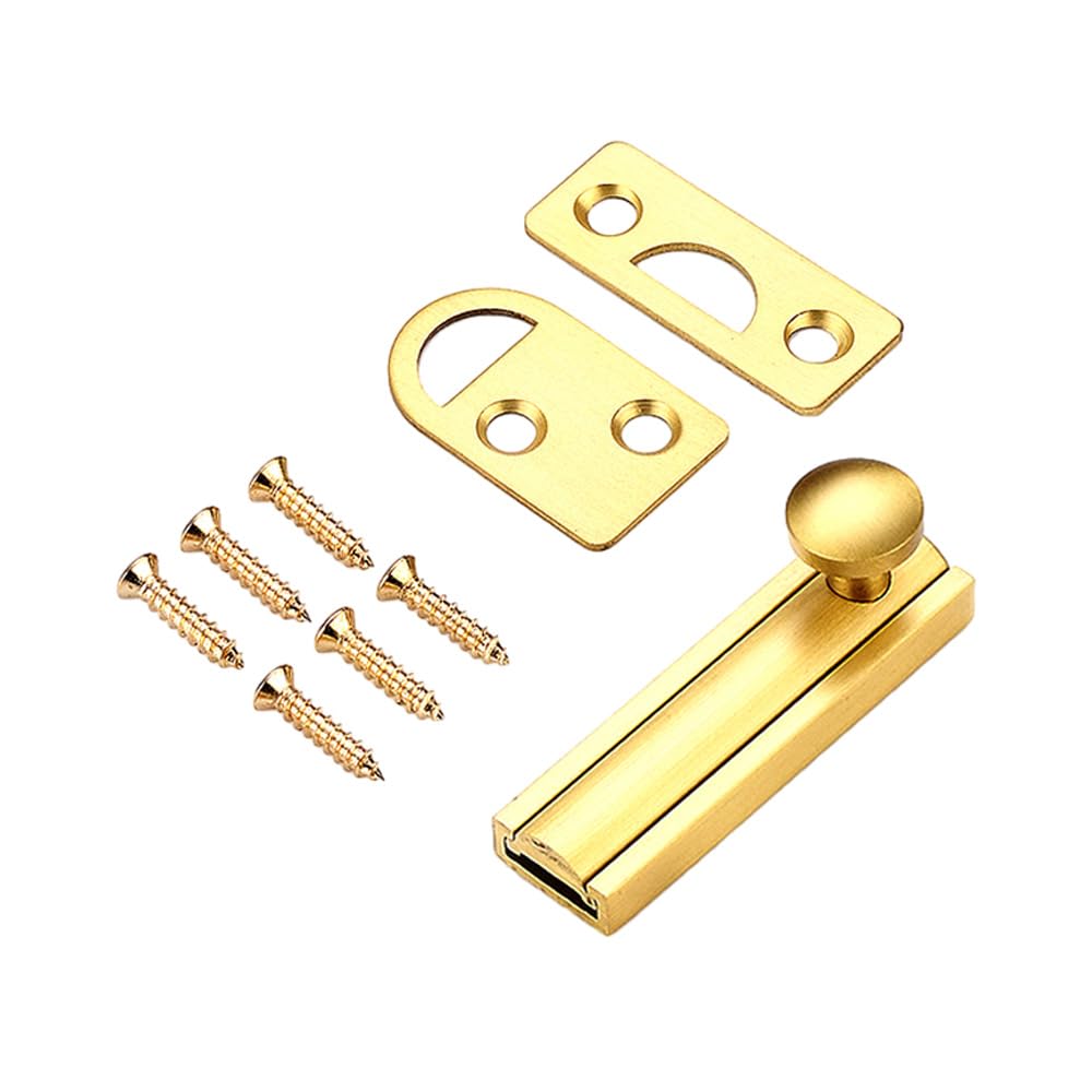 Solid Brass Latch Sliding Door Lock 2 Inch Door Bolts Sliding Surface Door Lock Bolt for All Types of Internal Doors