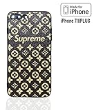 iPhone 7/8 PLUS Case - Black Monogram Urban Streetwear Latest Fashion, Grain Textured Ultra Thin Slim Soft Protective Case Bumper Skin Cover, ShockProof TPU PC, CASETECTION 2018 Style Apple (SUPREME)