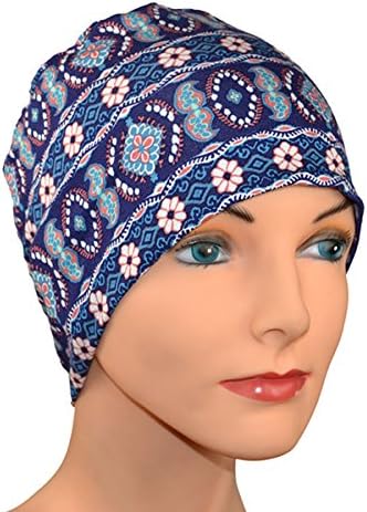 Navy Blue, off white, blues great with Denim, Hat Chemotherapy Chemo Cancer Cap, Hat, Soft Cap for Women Cancer Patients, Sleep