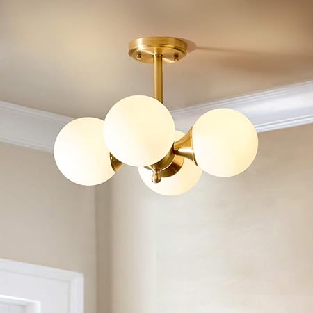 Hanamaki Ceiling Light Modern Glass Pendant Light Shade Round Pendant Lamp For Bedroom Living Room Flush Chrome Matt E27 4 Amazon Co Uk Kitchen Home