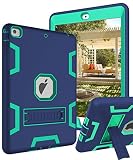 TIANLI Case for iPad Air Three Layer Plastic and Silicone Protection Heavy Duty Shockproof Protective Cover for iPad Air 9.7 inch - Nave Blue Mint