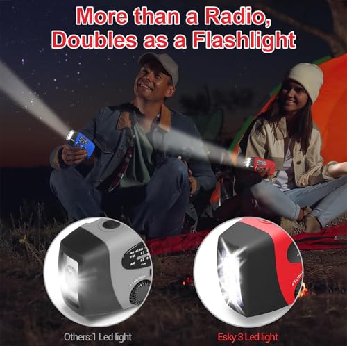 Emergency Solar Radio, Self-Powered Crank Radio with LED Flashlight, AM/FM/WB Weather with 2000mAh Rechargeable Battery for Smart Phone Emergency Charging